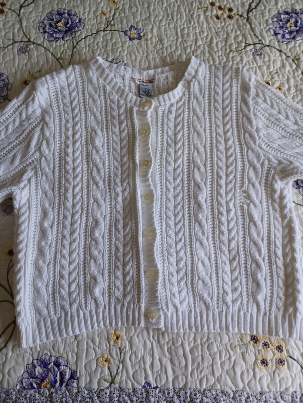 Talbots Vintage Classic Cable Knit Crewneck Cardigan, Size XL - Picture 5 of 14